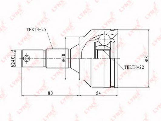 LYNXAUTO CO6100 Шарнірний комплект, приводний вал