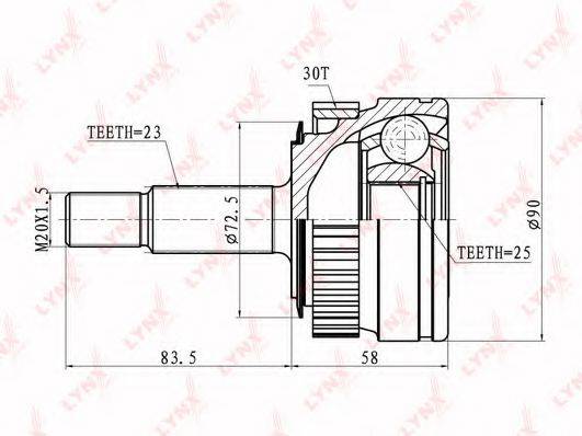 LYNXAUTO CO6319A Шарнірний комплект, приводний вал
