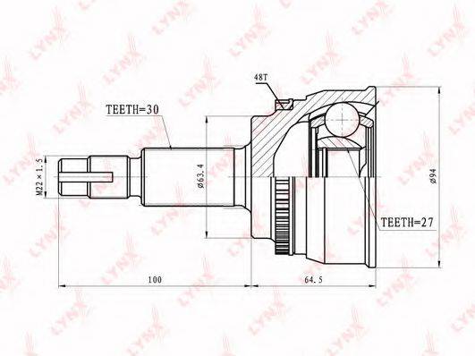 LYNXAUTO CO7524A Шарнірний комплект, приводний вал