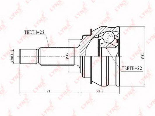 LYNXAUTO CO8001 Шарнірний комплект, приводний вал