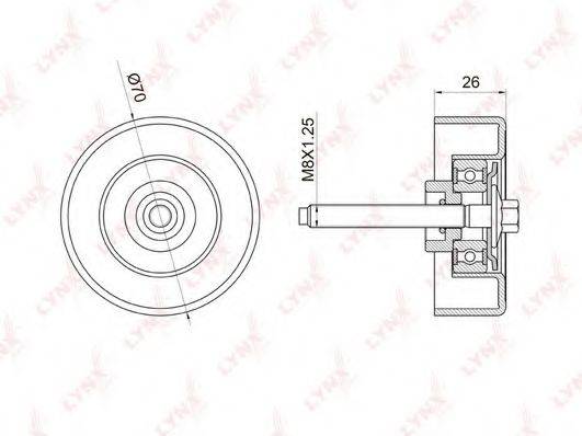 LYNXAUTO PB7023 Паразитний / провідний ролик, полікліновий ремінь