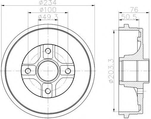 HELLA PAGID 8DT355301071 Гальмівний барабан