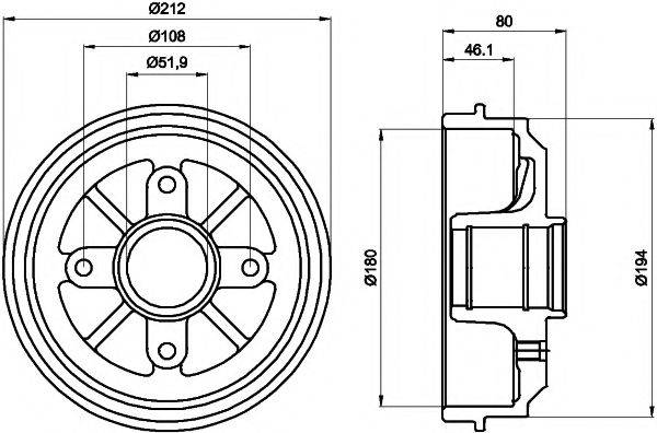 HELLA PAGID 8DT355301281 Гальмівний барабан