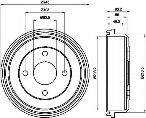 HELLA PAGID 8DT355301291 Гальмівний барабан