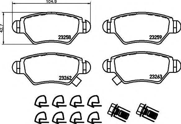 HELLA PAGID 8DB355019271 Комплект гальмівних колодок, дискове гальмо