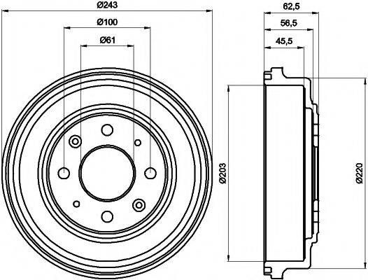 HELLA PAGID 8DT355300231 Гальмівний барабан