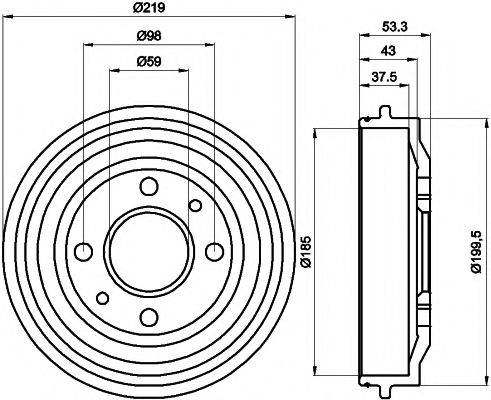 HELLA PAGID 8DT355301961 Гальмівний барабан