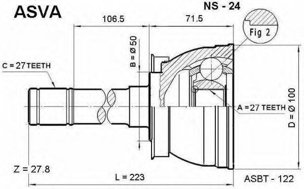 ASVA NS24 Шарнірний комплект, приводний вал