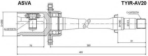 ASVA TYIRAV20 Шарнірний комплект, приводний вал