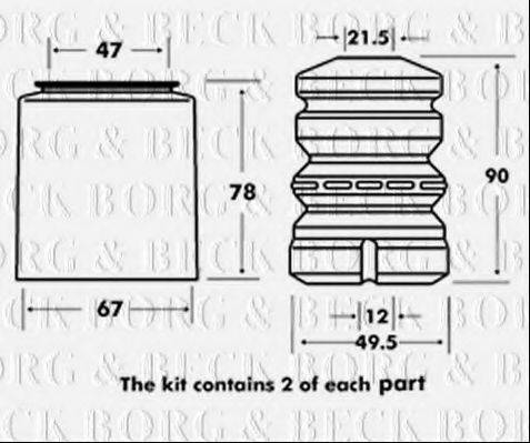 BORG & BECK BPK7021 Пилозахисний комплект, амортизатор