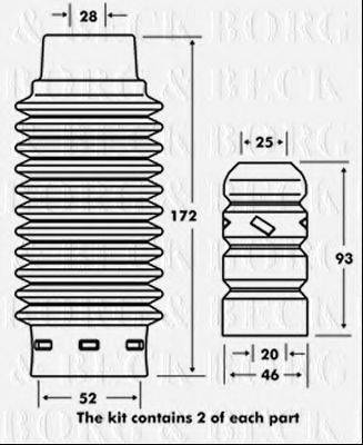 BORG & BECK BPK7029 Пилозахисний комплект, амортизатор