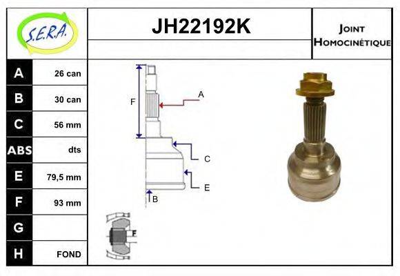 SERA JH22192K Шарнірний комплект, приводний вал