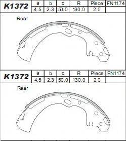 ASIMCO K1372 Комплект гальмівних колодок