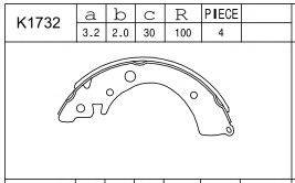 ASIMCO K1732 Комплект гальмівних колодок