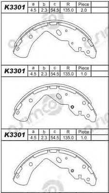 ASIMCO K3301 Комплект гальмівних колодок