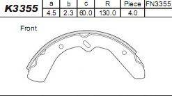 ASIMCO K3355 Комплект гальмівних колодок