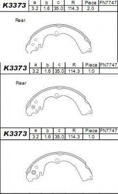 ASIMCO K3373 Комплект гальмівних колодок