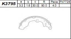 ASIMCO K3795 Комплект гальмівних колодок