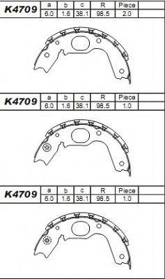 ASIMCO K4709 Комплект гальмівних колодок