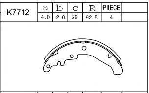 ASIMCO K7712 Комплект гальмівних колодок
