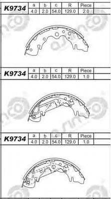 ASIMCO K9734 Комплект гальмівних колодок