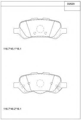 ASIMCO KD2520 Комплект гальмівних колодок, дискове гальмо