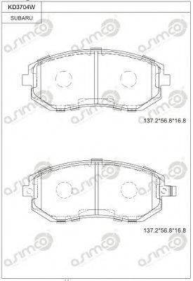 ASIMCO KD3704W Комплект гальмівних колодок, дискове гальмо