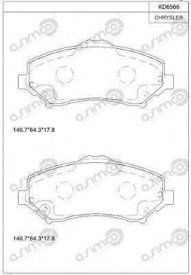 ASIMCO KD6566 Комплект гальмівних колодок, дискове гальмо