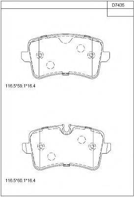 ASIMCO KD7435 Комплект гальмівних колодок, дискове гальмо