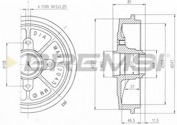 BREMSI DR5471 Гальмівний барабан