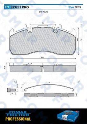 FOMAR FRICTION FO923281 Комплект гальмівних колодок, дискове гальмо