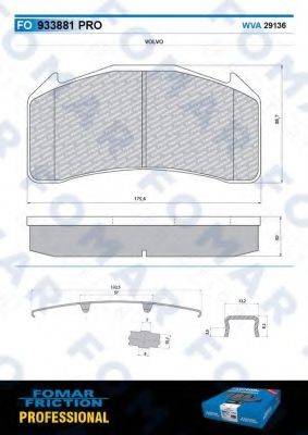 FOMAR FRICTION FO933881 Комплект гальмівних колодок, дискове гальмо