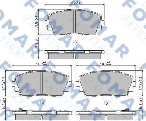 FOMAR FRICTION FO244681 Комплект гальмівних колодок, дискове гальмо