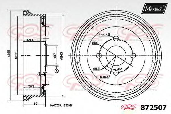 MAXTECH 8725070000 Гальмівний барабан