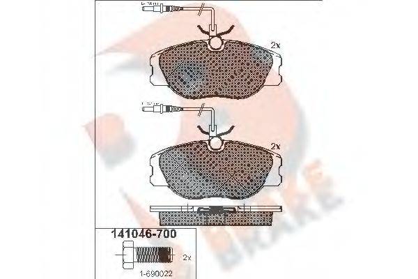 R BRAKE RB1046 Комплект гальмівних колодок, дискове гальмо