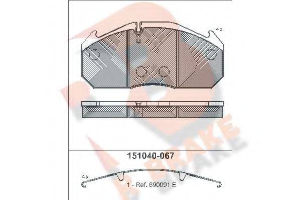 R BRAKE RB1040 Комплект гальмівних колодок, дискове гальмо