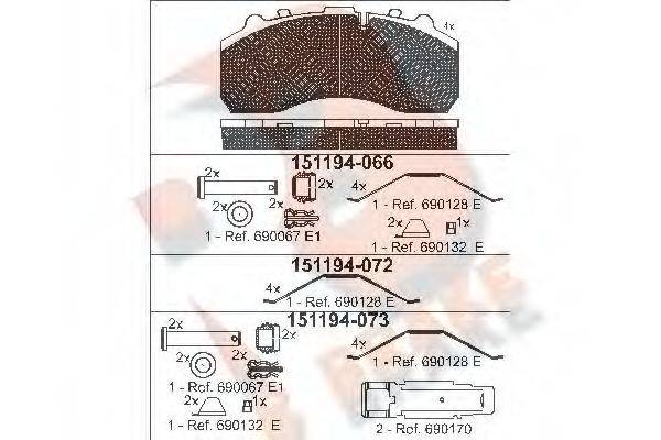 R BRAKE RB1194073 Комплект гальмівних колодок, дискове гальмо