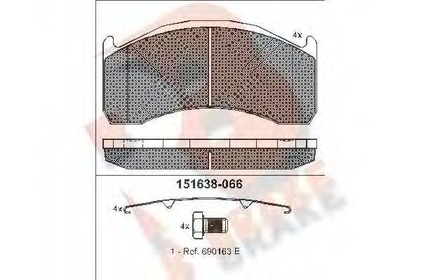 R BRAKE RB1638 Комплект гальмівних колодок, дискове гальмо