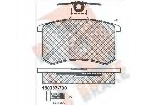 R BRAKE RB0337 Комплект гальмівних колодок, дискове гальмо