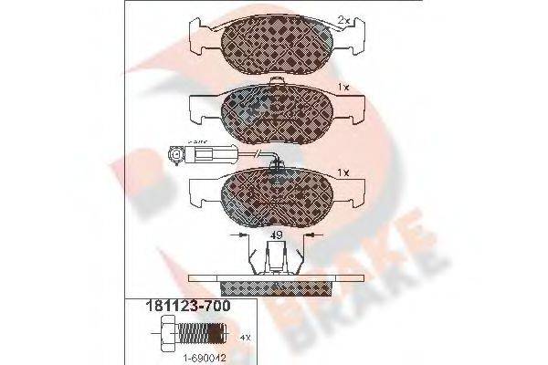 R BRAKE RB1123700 Комплект гальмівних колодок, дискове гальмо