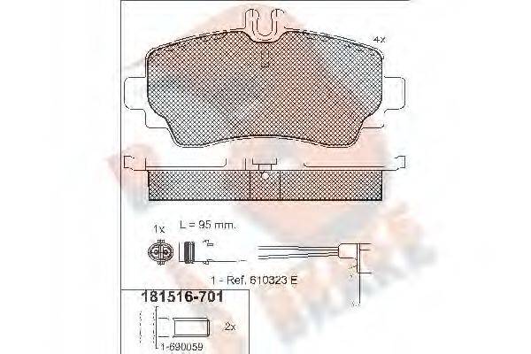 R BRAKE RB1516701 Комплект гальмівних колодок, дискове гальмо