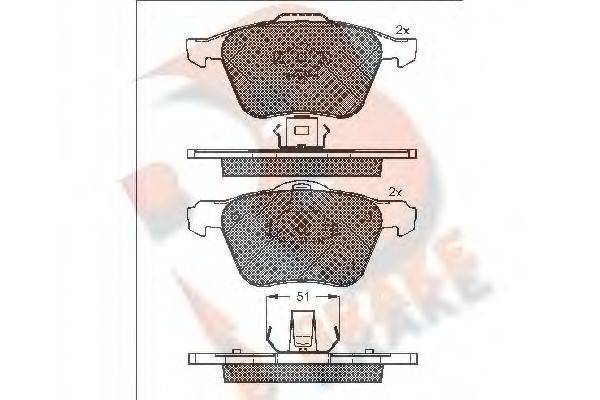 R BRAKE RB1551 Комплект гальмівних колодок, дискове гальмо