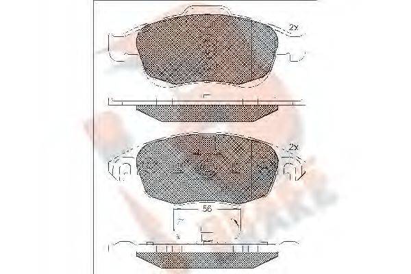 R BRAKE RB1852 Комплект гальмівних колодок, дискове гальмо