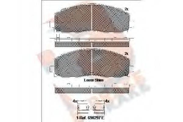 R BRAKE RB2054 Комплект гальмівних колодок, дискове гальмо