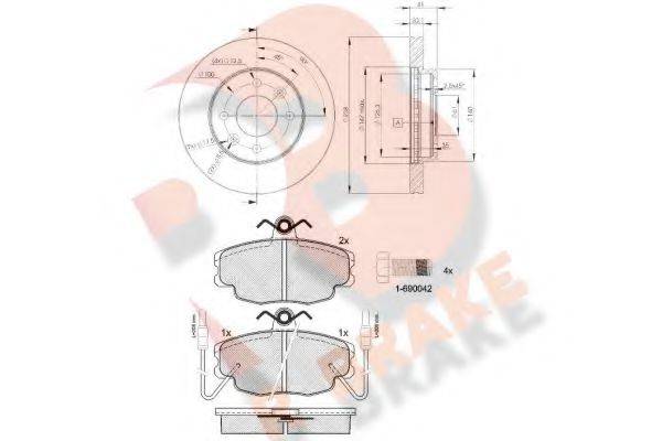 R BRAKE 3R05546572 Комплект гальм, дисковий гальмівний механізм