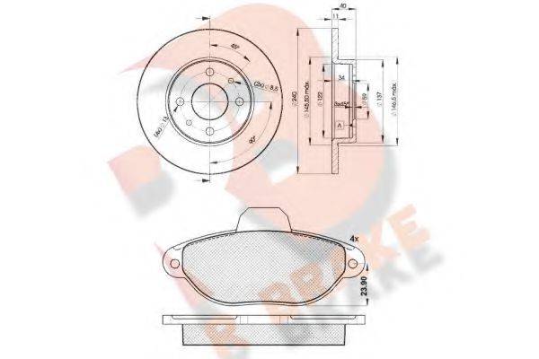 R BRAKE 3R10183465 Комплект гальм, дисковий гальмівний механізм