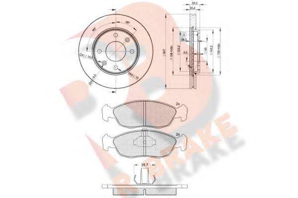 R BRAKE 3R11214694 Комплект гальм, дисковий гальмівний механізм