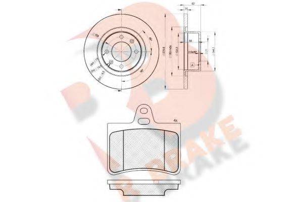 R BRAKE 3R14074754 Комплект гальм, дисковий гальмівний механізм