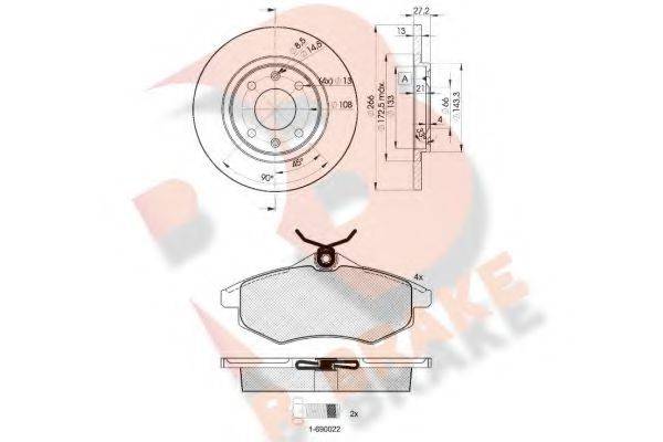 R BRAKE 3R14504692 Комплект гальм, дисковий гальмівний механізм