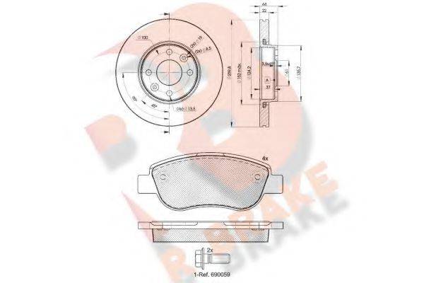 R BRAKE 3R18837795 Комплект гальм, дисковий гальмівний механізм